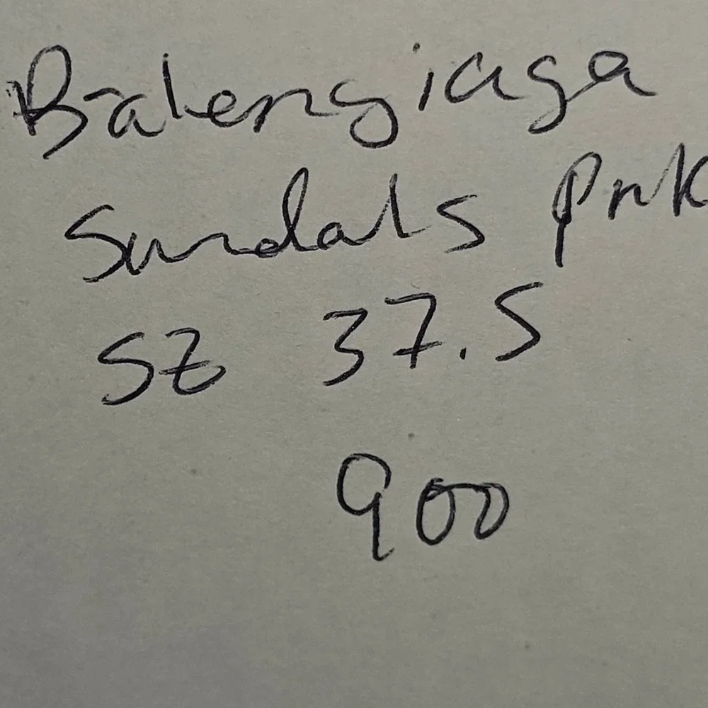 BALENCIAGA PINK leather thong SANDALS 37.5 7 flat slide ROCKSTUD ANKLe star STud
